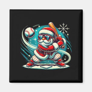 Cute Santa Claus Playing Baseball Boys Kids Teens  Magnet