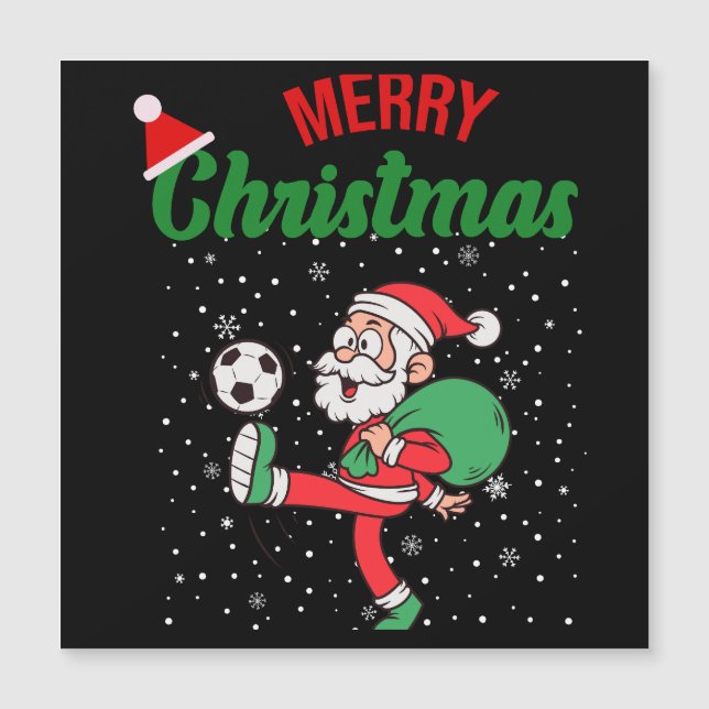 Cute Santa Claus Playing Soccer Christmas Cartoon  (Front)