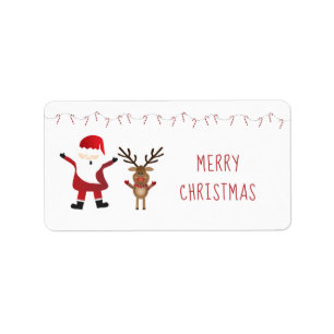 Cute Santa Claus Reindeer Candy Canes Red Label
