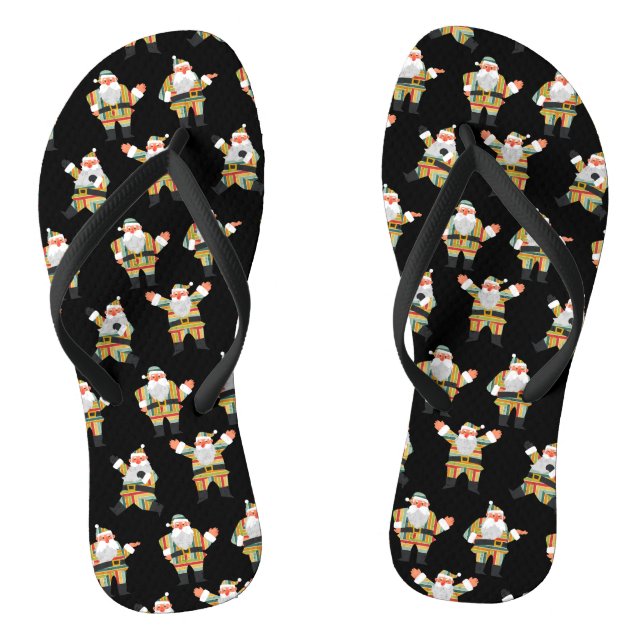 Cute Santa Claus Retro Style Merry Christmas Xmas Flip Flops (Footbed)