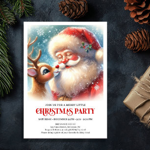 Cute Santa Claus Rudolph Festive Christmas Eve  Invitation