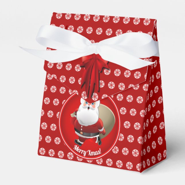 Cute Santa Claus With a Sack Full of Gifts Favor Box (Front Side)