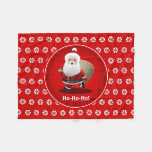 Cute Santa Claus With A Sack Full Of Gifts Fleece Blanket