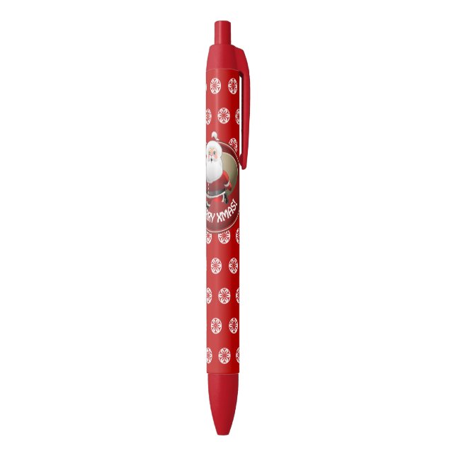 Cute Santa Claus With A Sack Full Of Presents Black Ink Pen (Bottom (Vertical))