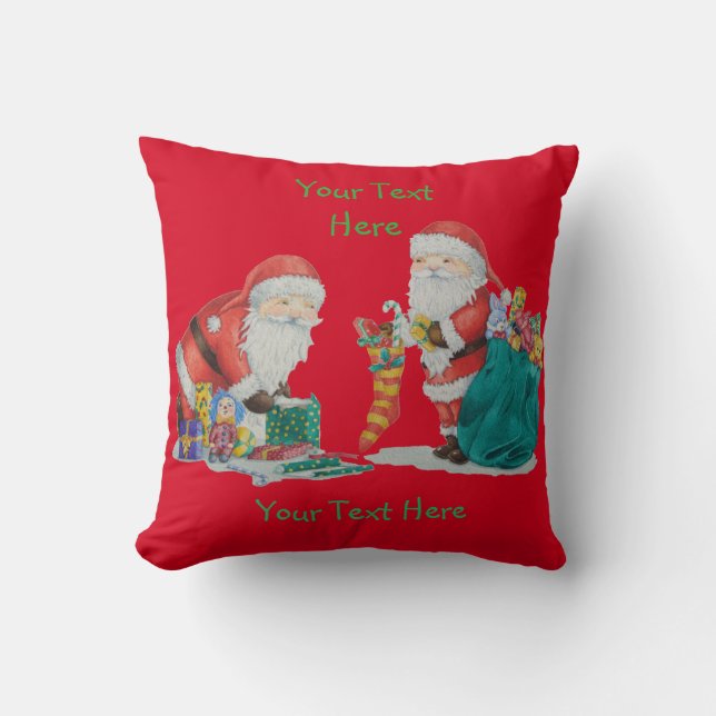 Cute santa clause getting ready for Christmas Throw Pillow (Front)