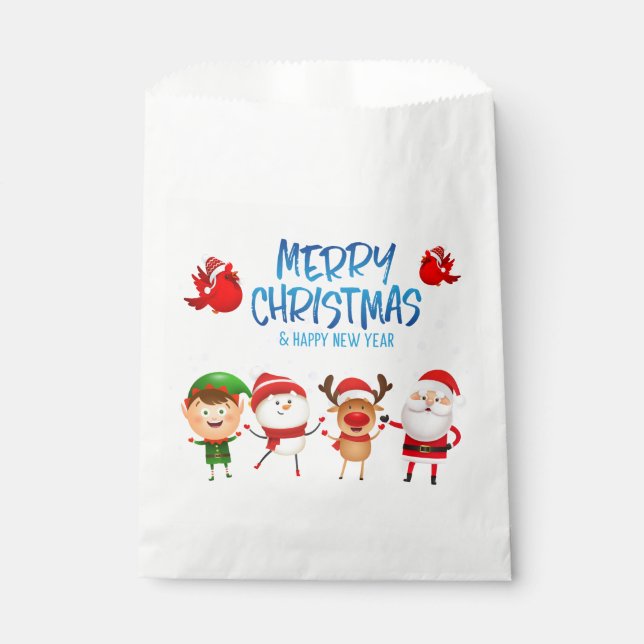 Cute Santa Clause Rudolph Snowman Merry Christmas  Favour Bag (Front)