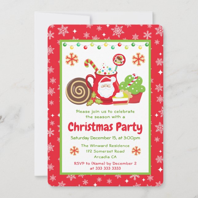 Cute Santa Cocoa Mug Christmas Party Invitation (Front)