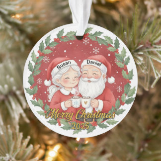 Cute Santa Couple Holiday Keepsake with Custom Nam