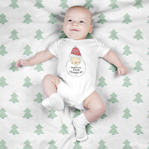 Cute Santa Custom Baby's First Christmas  Baby Bod Bodysuit