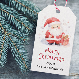 Cute Santa custom name Merry Christmas Gift Tags