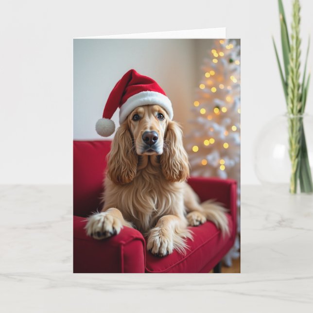 Cute Santa Dog Holiday Card (Front)
