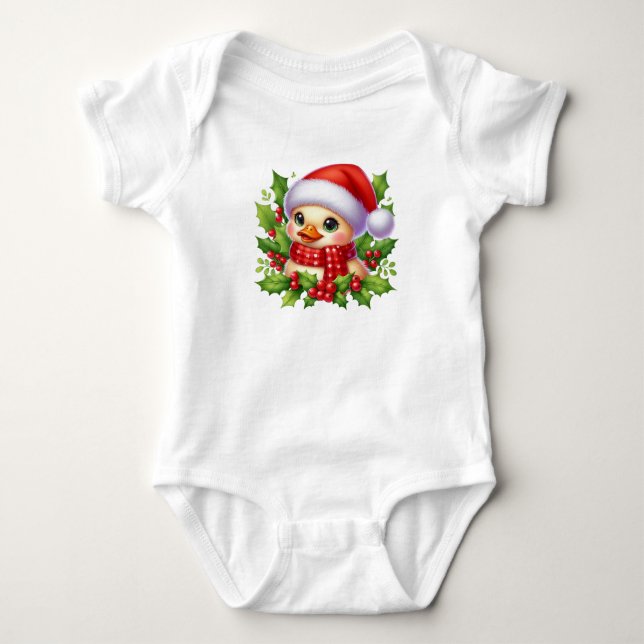 Cute Santa Duck Baby Bodysuit (Front)