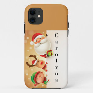 Cute Santa ,Elf and reindeer Printed Personalized iPhone 11 Case