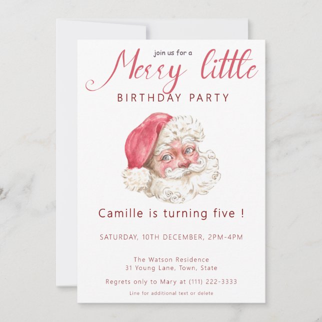 Cute Santa Face Christmas birthday Party Invitation (Front)