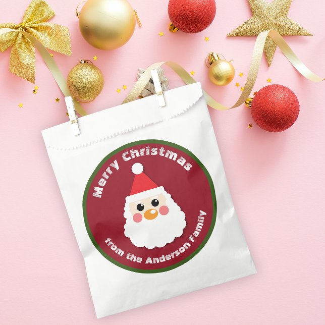 Cute Santa Face Red Green Merry Christmas Favour Bag (Creator Uploaded)