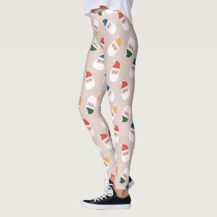 Cute Santa Faces Christmas Pattern Leggings