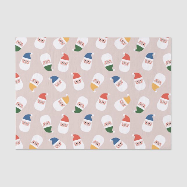 Cute Santa Faces Christmas Pattern Tissue Paper (Front)