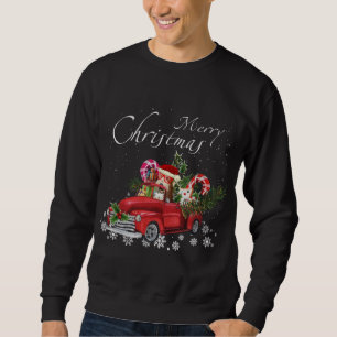 Cute Santa Fox Terrier Riding Red Truck Merry Chri Sweatshirt