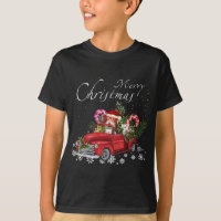 Cute Santa Fox Terrier Riding Red Truck Merry Chri