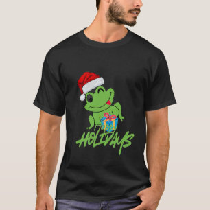 Cute Santa Frog   Funny “Hoppy Holidays” Christmas T-Shirt