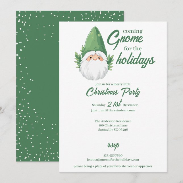 Cute Santa Gnome for the Holidays Holiday Card (Front/Back)