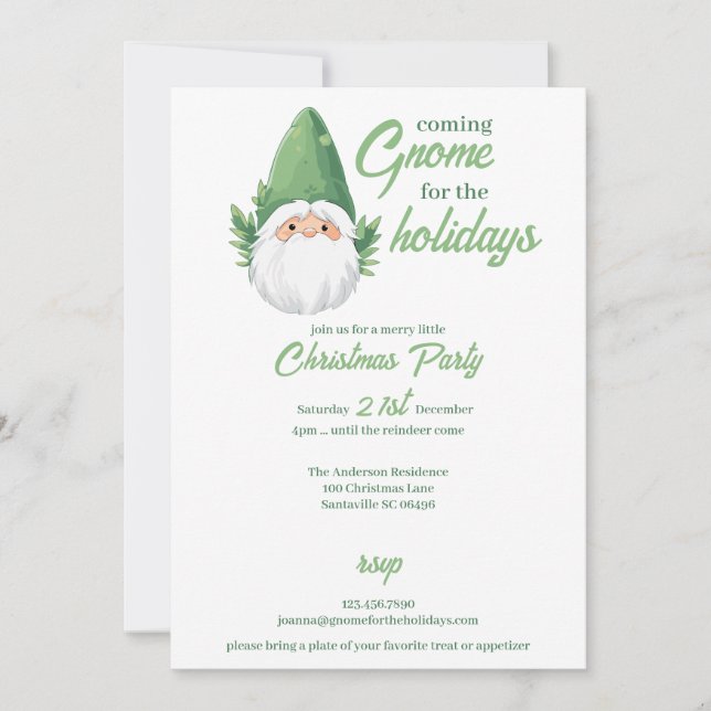 Cute Santa Gnome for the Holidays Holiday Card (Front)