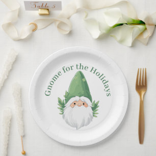 Cute Santa Gnome for the Holidays Paper Plate