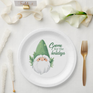 Cute Santa Gnome for the Holidays Paper Plate