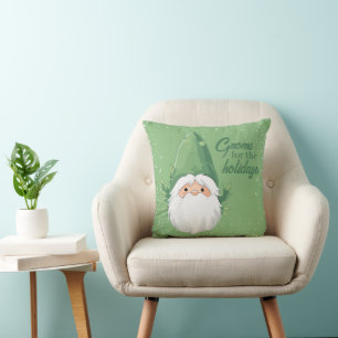 Cute Santa Gnome for the Holidays Throw Pillow
