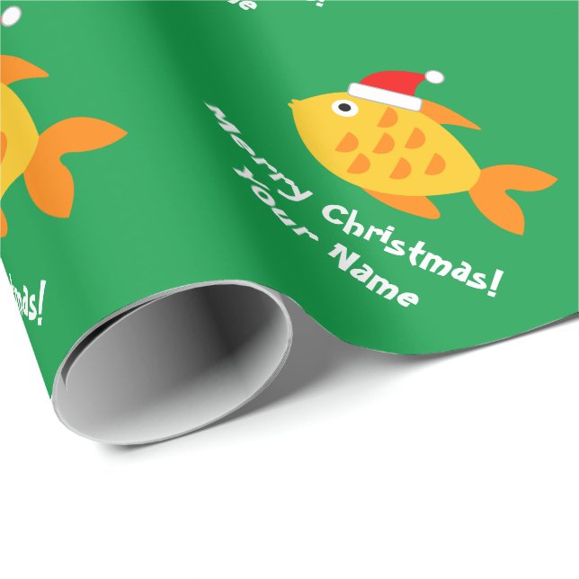 Cute Santa goldfish kid's Christmas wrapping paper (Roll Corner)