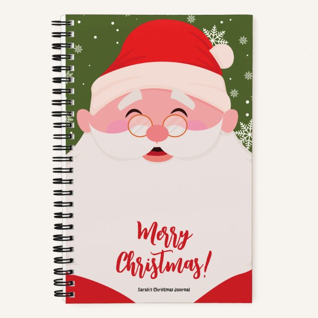 Cute Santa Graphic Christmas Notebook (Front)