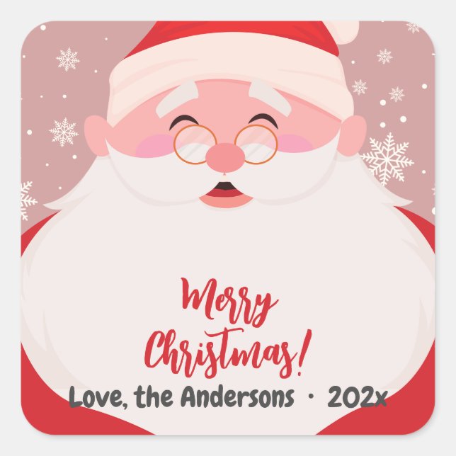 Cute Santa Graphic Christmas Square Sticker (Front)