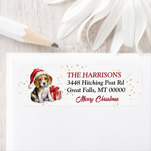 Cute Santa Hat Beagle Puppy Gifts (Insitu)