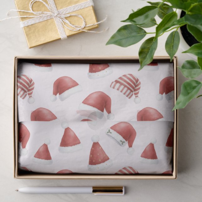 Cute Santa Hat for Girls Soft Pink Christmas Tissue Paper (Gift)
