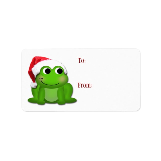Cute Santa Hat Froggy - Étiquettes cadeaux de Noël (Devant)