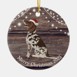 Cute Santa Hat Pointer Christmas   Ceramic Ornament