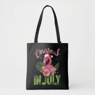 Cute Santa Hat Summer Flamingo Christmas In July Tote Bag