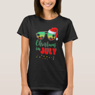 Cute Santa Hat Sunglasses Summer Vacation Christma T-Shirt