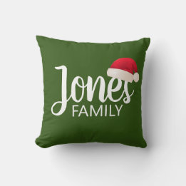 cute SANTA HAT with typography | Throw Pillow