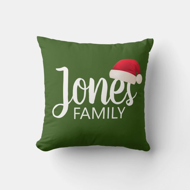 cute SANTA HAT with typography | Throw Pillow (Front)