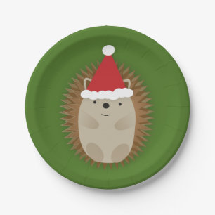 Cute Santa Hedgehog Paper Plate
