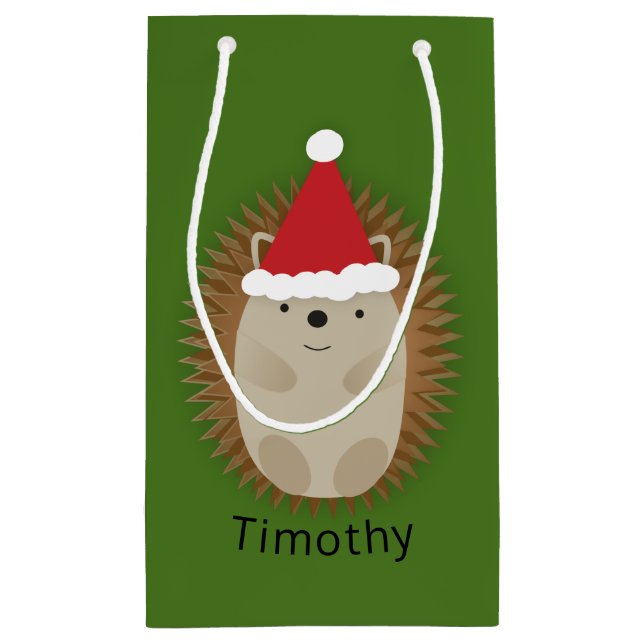 Cute Santa Hedgehog Small Gift Bag (Back)