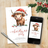 Cute Santa Highland Cow Christmas Party