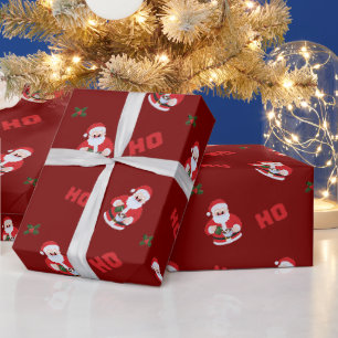 Cute Santa HO HO HO Christmas Wrapping Paper