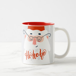 Cute Santa Ho Ho Ho Two-Tone Coffee Mug