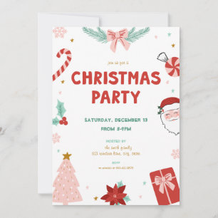Cute Santa Holiday Kid Christmas Party Invitations