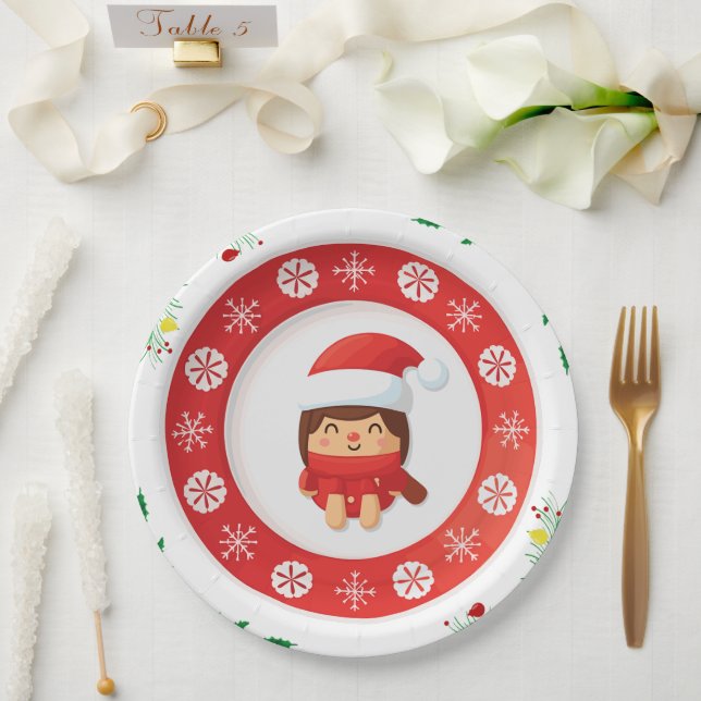 Cute Santa Holiday Paper Plate (Wedding)
