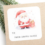 Cute Santa illustration to from gift tag sticker<br><div class="desc">To from gift tag stickers featuring an illustration of a cute Santa holding a gift,  and the text "to" and space for you to hand write a name,  and below the text "from Santa Claus".</div>