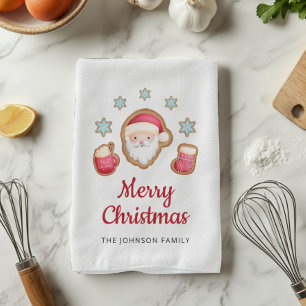 Cute Santa Merry Christmas Kitchen Towel