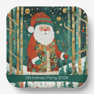 Cute Santa Merry Christmas Paper Plate